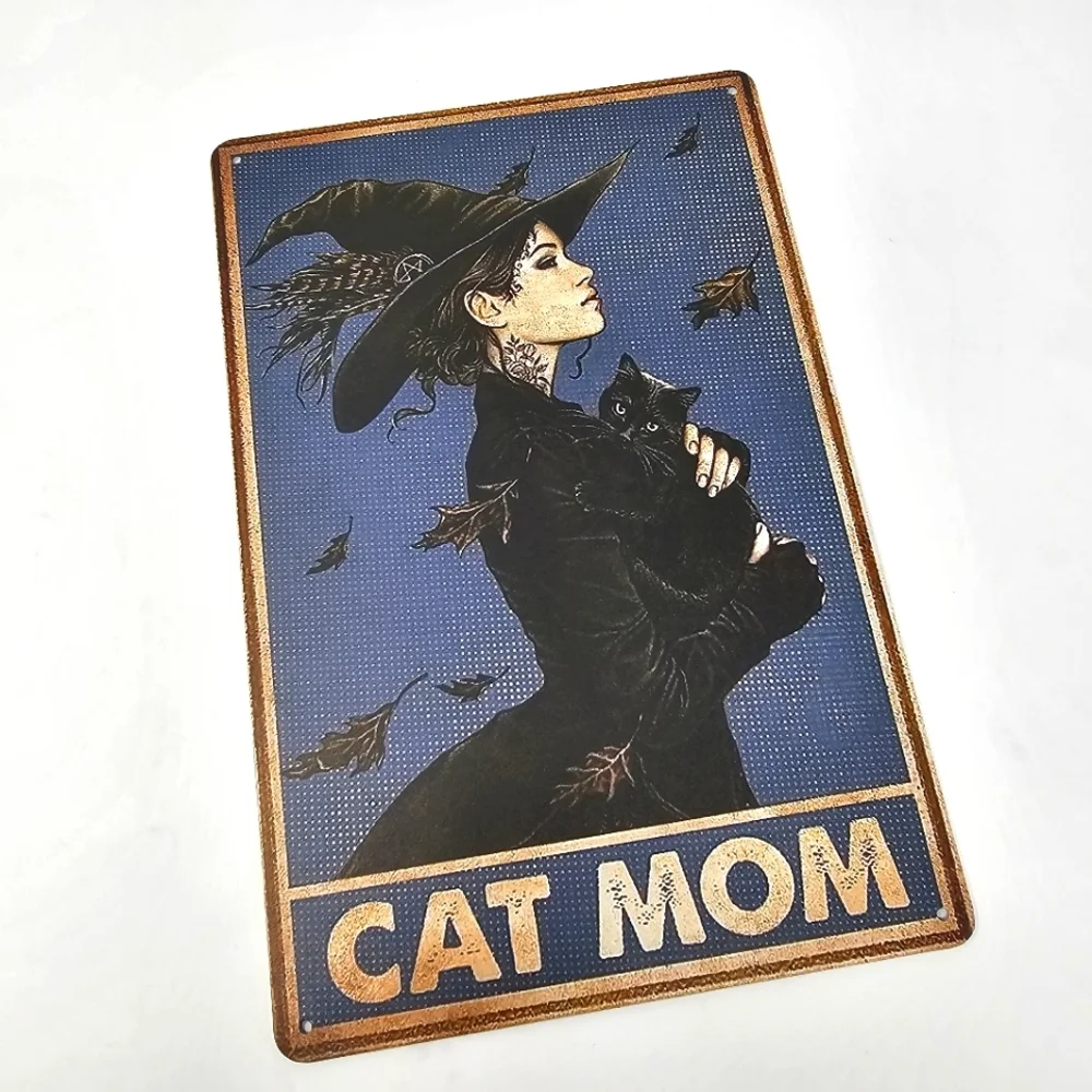 🆕️🆑️ Vintage Metal Sign | Indoor/Outdoor Cat Mom Gold, Blue, Black 8x12" - Picture 3 of 9